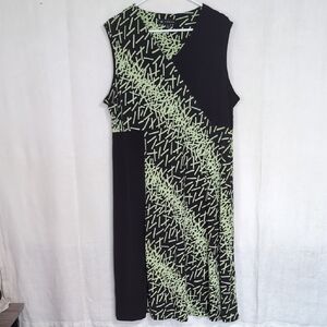 N Touch Green Black Sleeveless Jersey Shift Dress Size Large